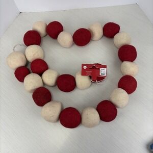 At Home Christmas Balls Garland Red White Stripe 6Ft Holiday Decor NEW